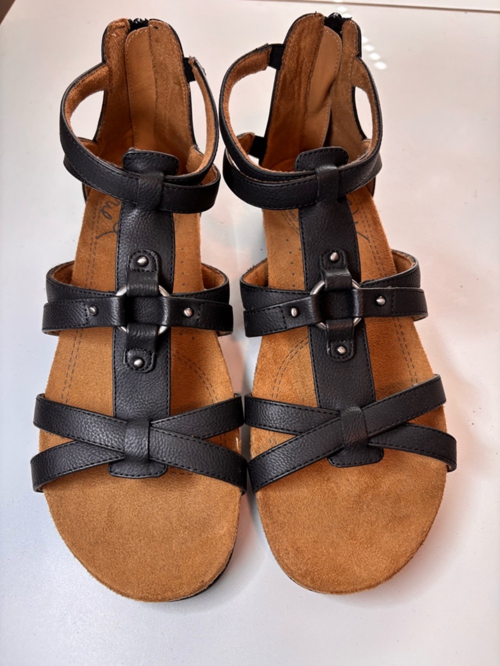 Natural Soul Black Strappy Comfort Sandals
